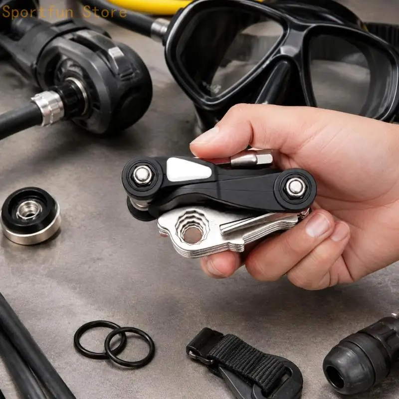 Diving Combination Repair Tool with Nut Turner and Slotted Driver Functions for Routine Pool Equipment Maintenance X7JD