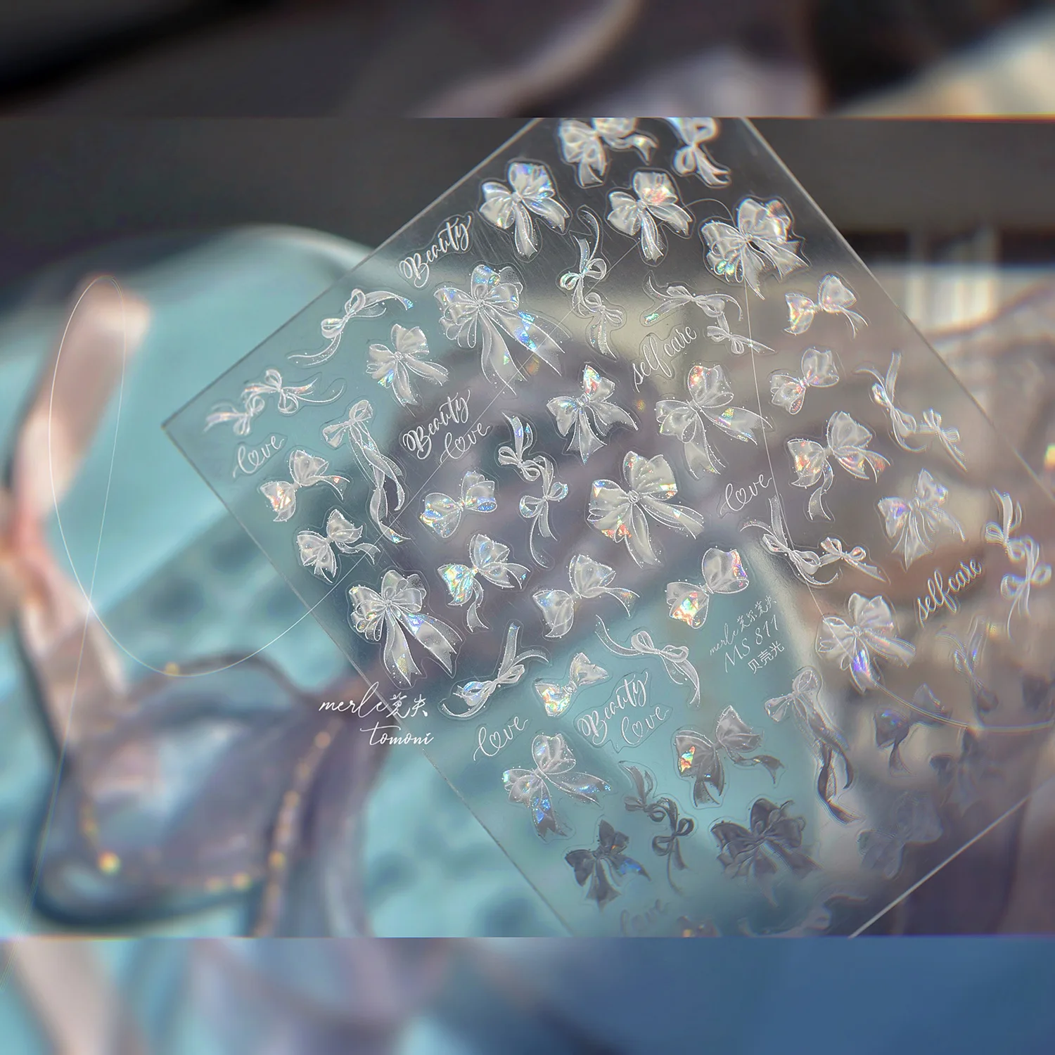 قذيفة ضوء مسمار ملصقات Bowknot الشريط عقدة التعادل الوردي الأبيض حالمة شيك الجمال الذاتي لاصق 5D مسمار الفن ملصق مانيكير مائي #1