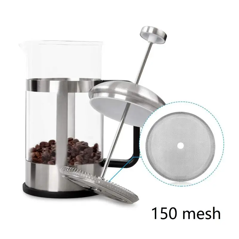 Stainless Steel French Press Filter Screen Reusable Fine Mesh Replacement Accessory for French Press Coffee Makers
