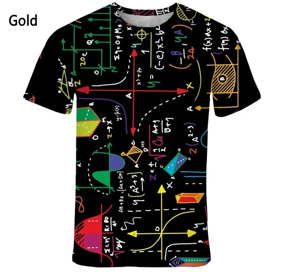 Fashion New Fun Mathematical Formula Men's Printed T-shirt Street Fashion Harajuku Plus Size Round Neck Short Sleeve