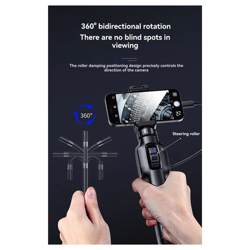 

BTLIFE-2MP Industrial Endoscope For Cars Inspection, Mini Type Borescope Camera 360 Degree Rotation With 8 LED For Smartphone