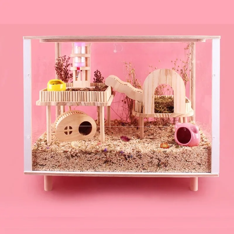 High-End Luxury Hamster Cage Oversized Villa Acrylic Cage Raising Golden Bear Flower Branch Rat Rudin Chicken