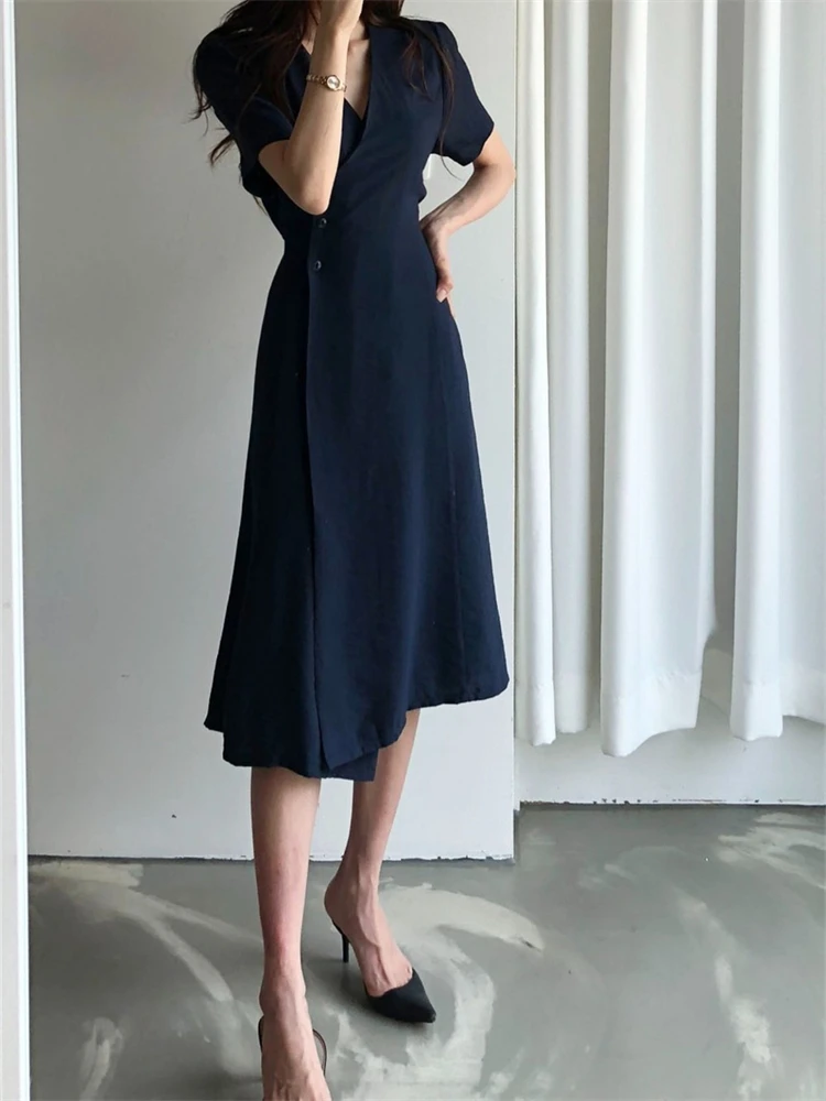 

New Summer Girls Dress Women Cotton V neck Casual Short Sleeve Dresses Female Dress Vintage Solid Dress Boho Robe Femme Vestido