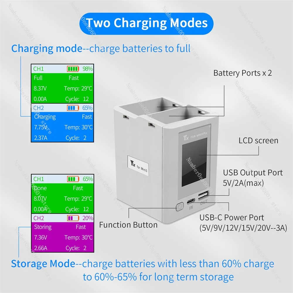 Charger Hub For Mini 4 Pro Screen Display Digital Intelligent Fast Charging 2 Batteries for DJI Mini 3 Pro Accessories