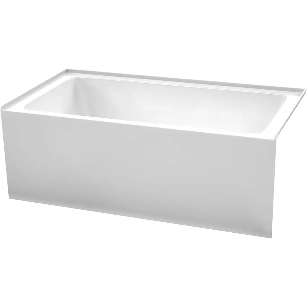 

60 x 32 Inch White Alcove Bathtub with Right-Hand Drain and Polished Chrome Overflow Trim
