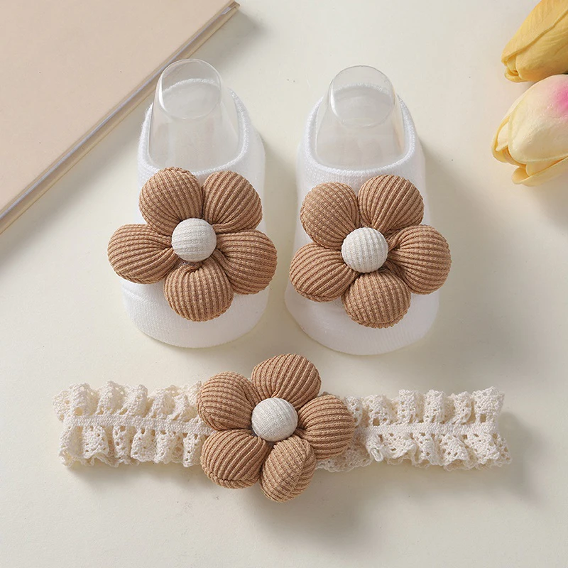 

Baywell 2 Pcs/Set Baby Girls Headband Socks Set Newborn Girls Cute Flowers Toddler Princess Sock Autumn Infant Hair Accessories