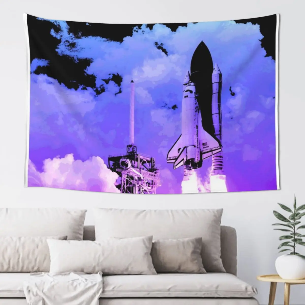 

Rocket Ship Launch, Colorful Blue, Purple, & Pink Gradient Tapestry Room Decorations Aesthetics Room Decor For Girls Tapestry