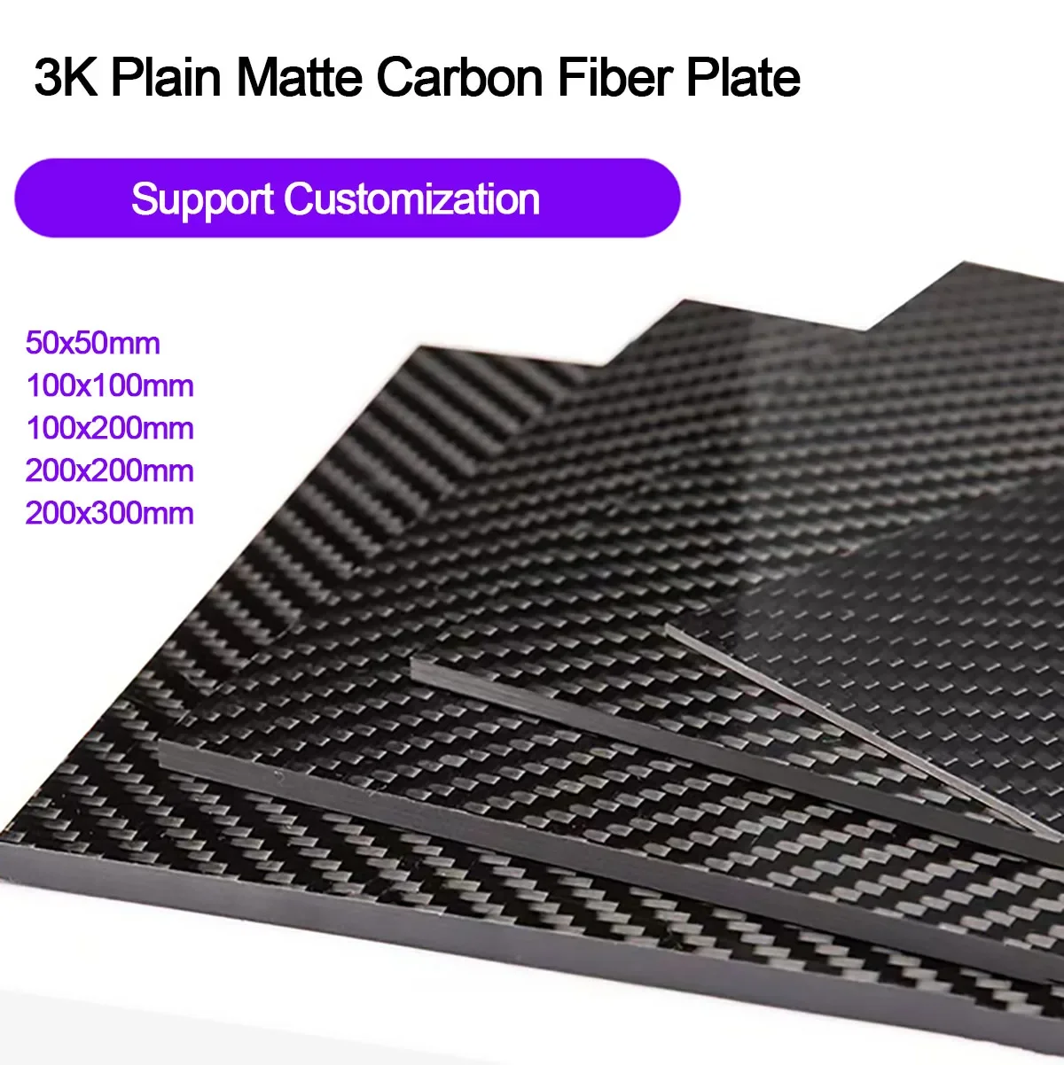 

0.2-10mm 3K Plain Glossy Matte Carbon Plate Panel Sheets High Composite Hardness Material Anti-UV Carbon Fiber Board