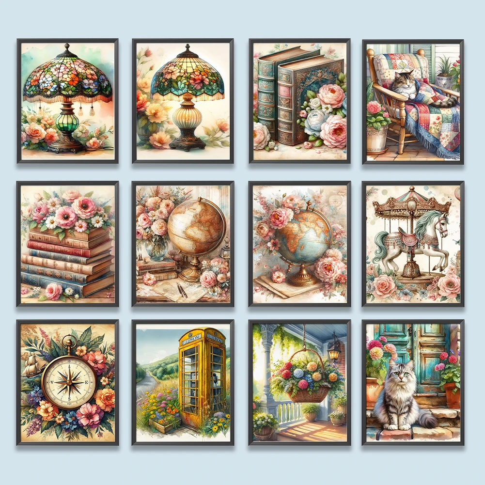 5D DIY Full Round Drill Diamond Painting Table Lamp Home Decor Art Craft 40x50cm