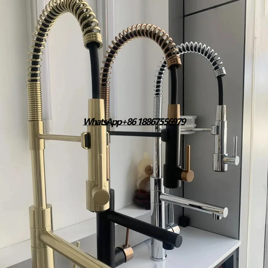 

Single Handle Pull Down Kitchen Faucet with Sprayer Stainless Steel Chrome Deck Mount Sink Tap
