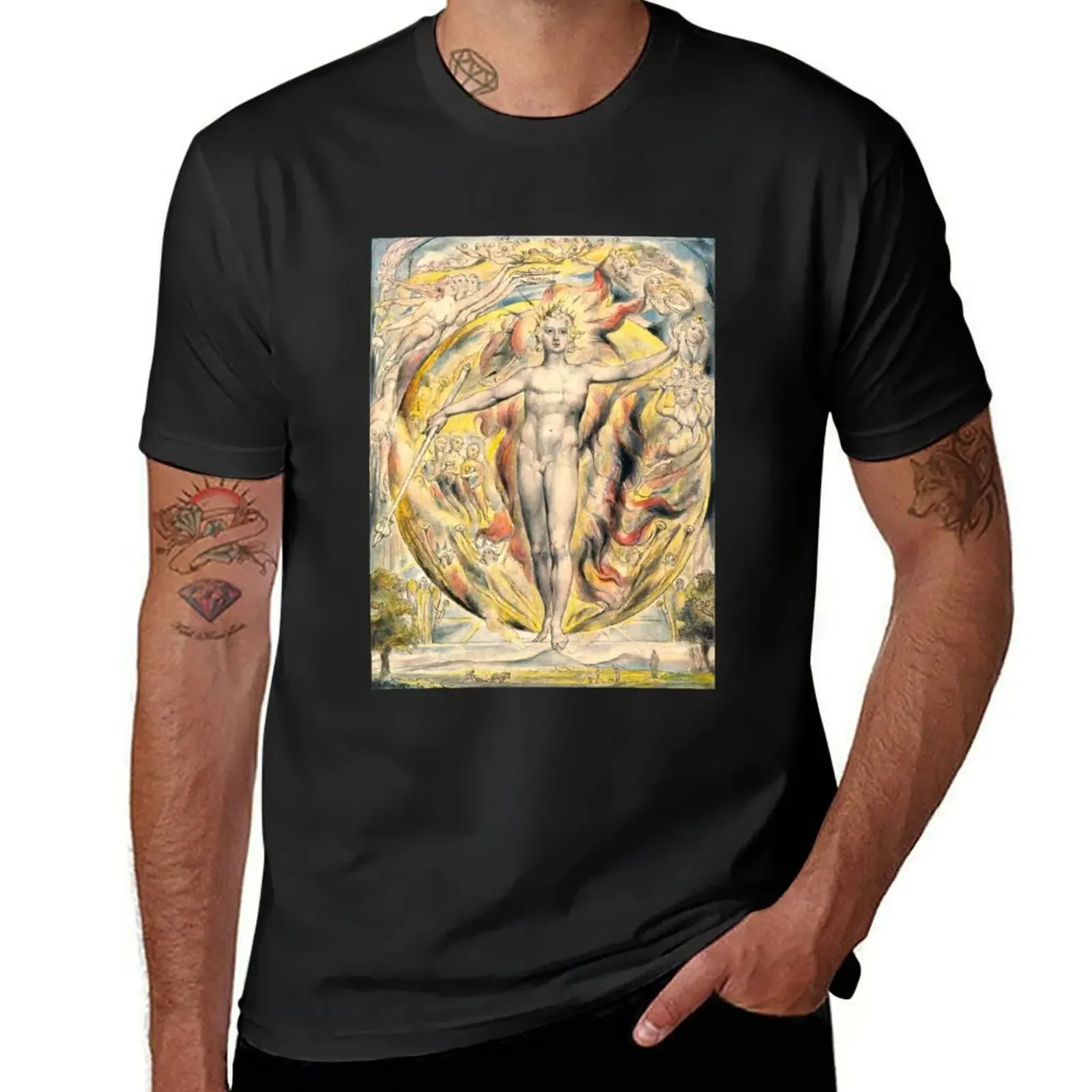 

HD The Sun at His Eastern Gate, by William Blake HIGH DEFINITION Original colors T-Shirt heavyweights mens tall t shirts