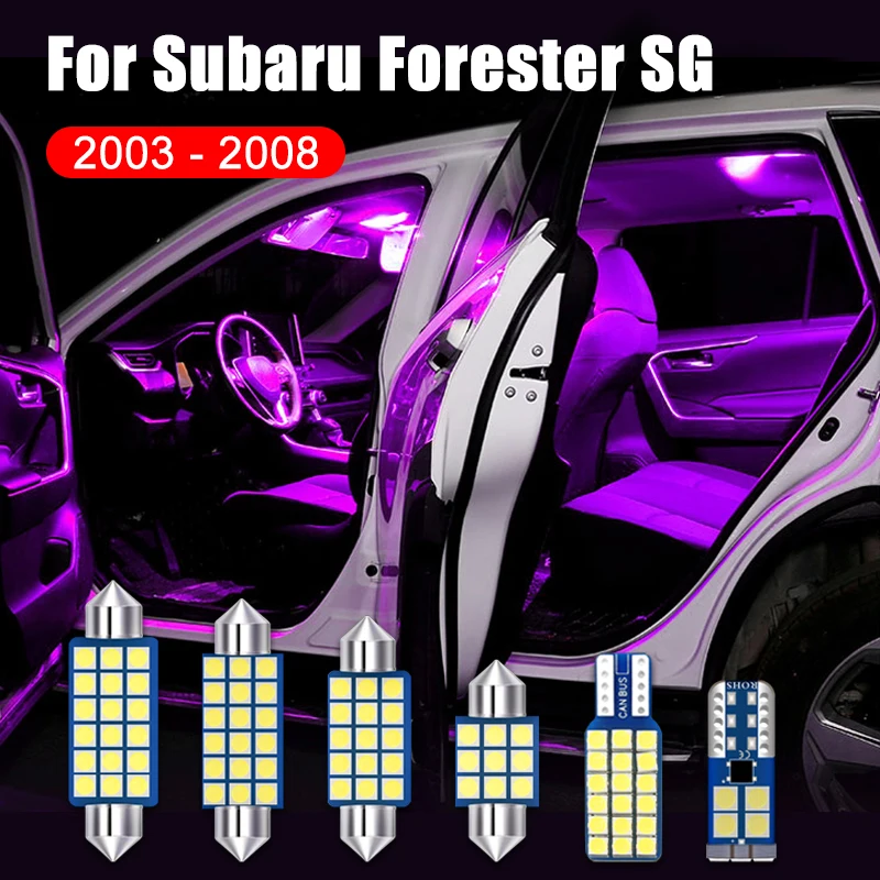 

For Subaru Forester SG 2003 2004 2005 2006 2007 2008 8PCS Car LED Reading Lights Map Trunk Lamps License Plate Bulbs Accessories