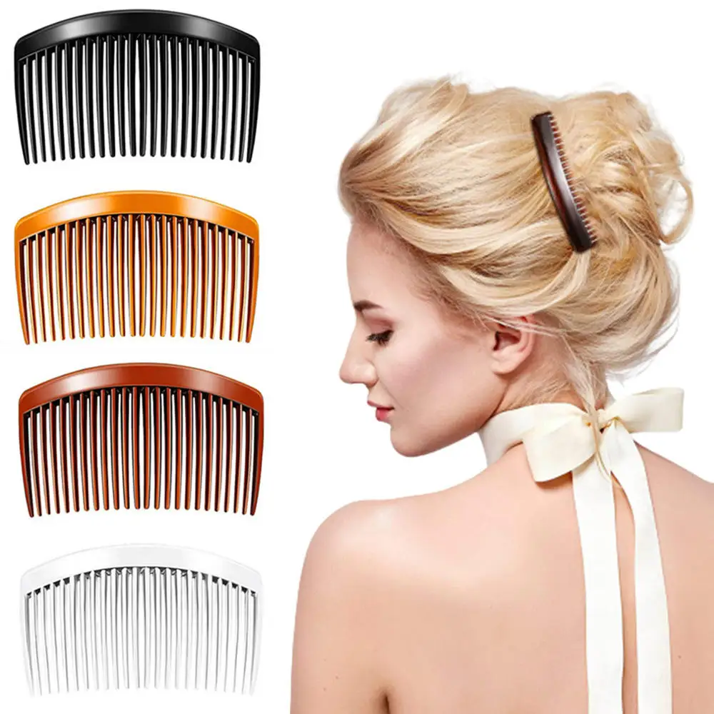 2pcs Hair Side Combs French Hair Comb Straight Teeth Hair Clip Comb Plastic Comb Bridal Wedding Veil Comb Hair Accessories