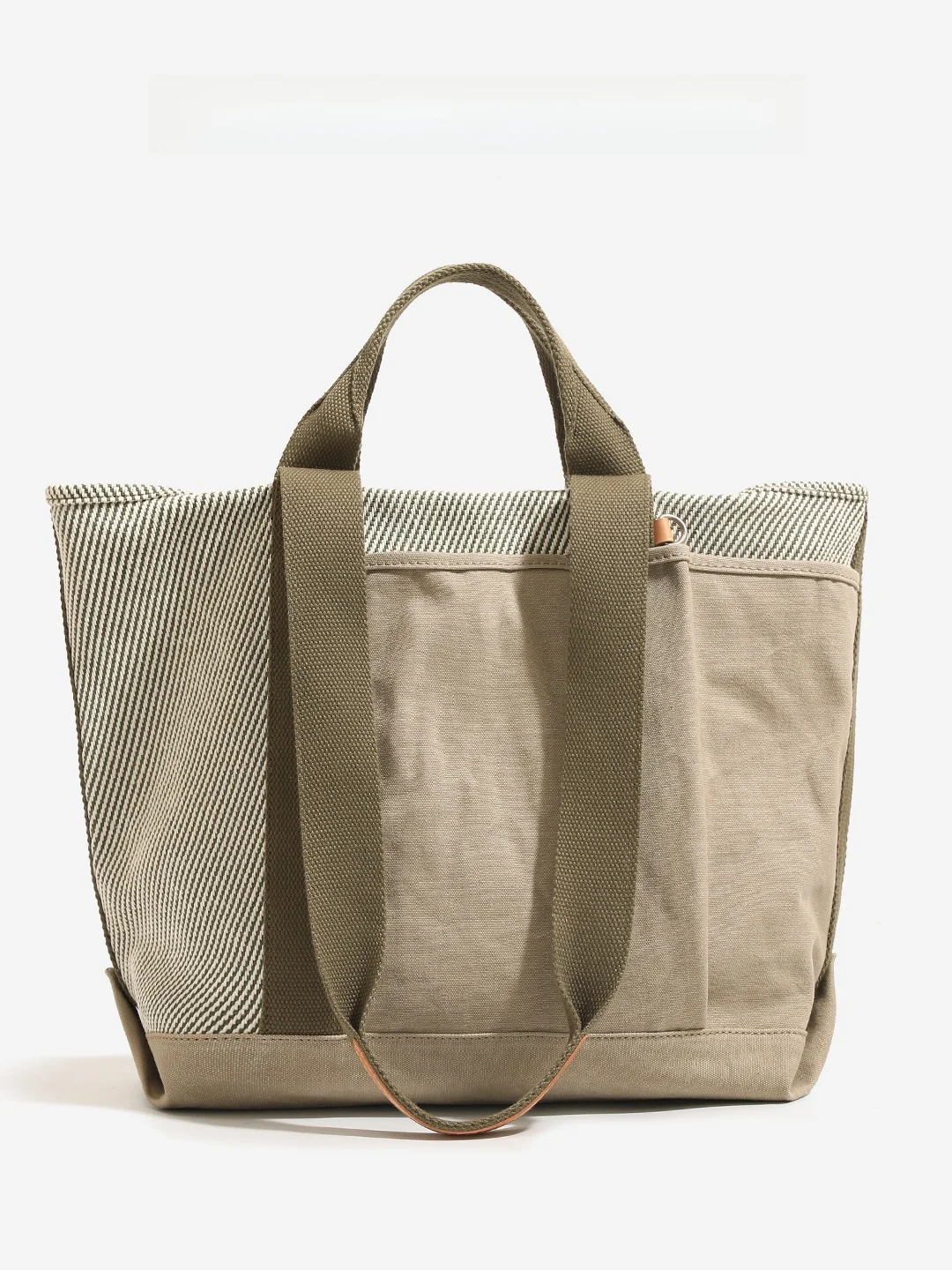 Large Capacity CharlieKitty Tote Bag Women's Simple Commuter Single Shoulder Bag Casual Style Canvas Strap Medium Size PU Lea...