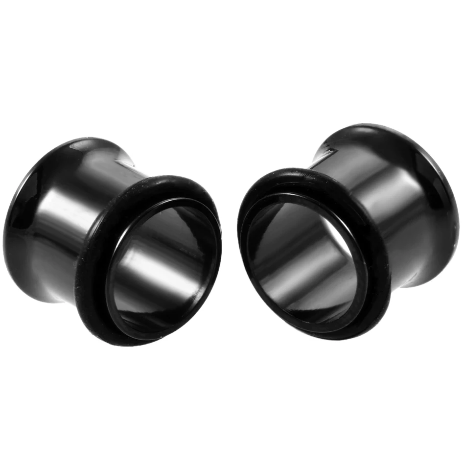 2pcs Stainless Steel Ear Flesh Tunnels Black Color No-Screwed Earrings Expander Earlet Gauges Piercings Body  Jewelry Wholesale