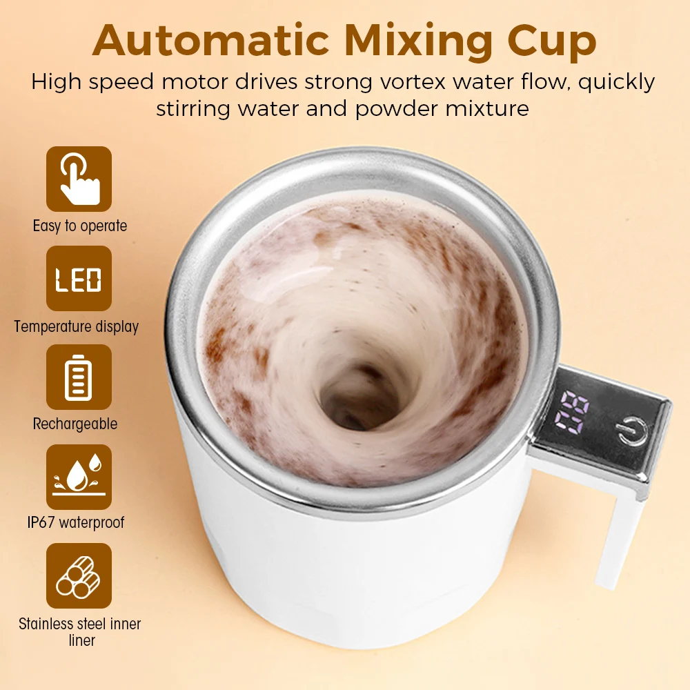 

350ml Self Stirring Mug Rechargeable Portable Coffee Electric Stirring Mug for Coffee Milk Hot Chocolate Home Drinking Tools