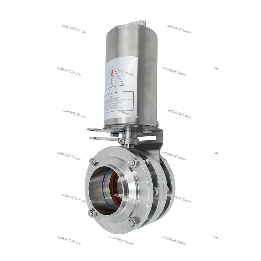 New Product Explosion Food Grade  SS304 Sanitary Stainless Steel 3 Inch Welded Three Piece Pneumatic Control Butterfly Valve
