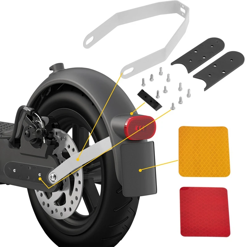 Rear Mudguard Brake Taillight Fender With Reinforced Holder For Xiaomi M365 1S Pro2 Electric Scooter Replacement White