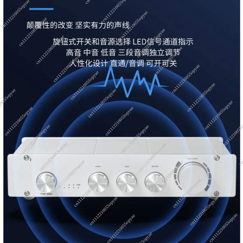 Pure Class A 2.0/2 Channel Tone Preamp HiFi Amplifier Bluetooth 5.0 Preamp Bass Mid Treble Adjust for Enhanced Audio