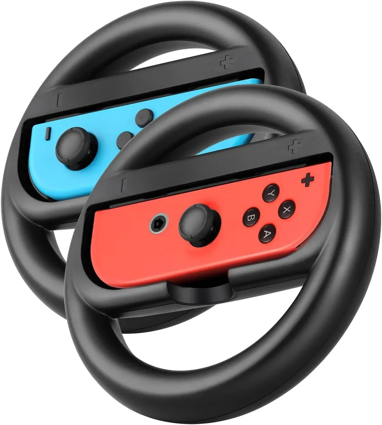 Switch Racing Wheel Accessories Compatible with Nintendo Switch Joy Con Controller Red and Blue Steering Wheel Set of 2