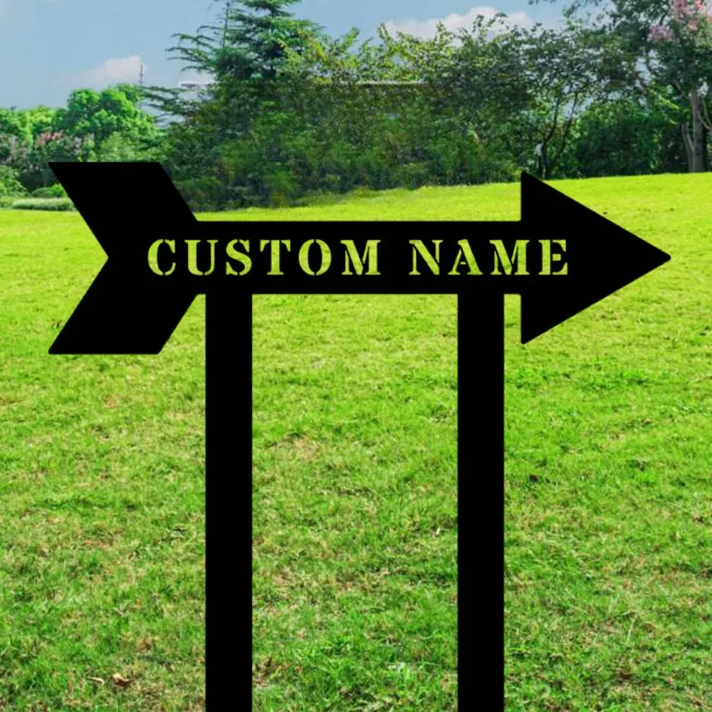 

Practical 1 Custom Metal Address Sign Personalized Lawn Decor in Classic Style Freestanding for Black Green Outdoor Patio Ideal