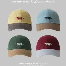 Stitching and Contrasting Colors Casual Baseball Cap Soft Top Korean Style Outdoor Retro Sports Hat Soft Top Peaked Cap
