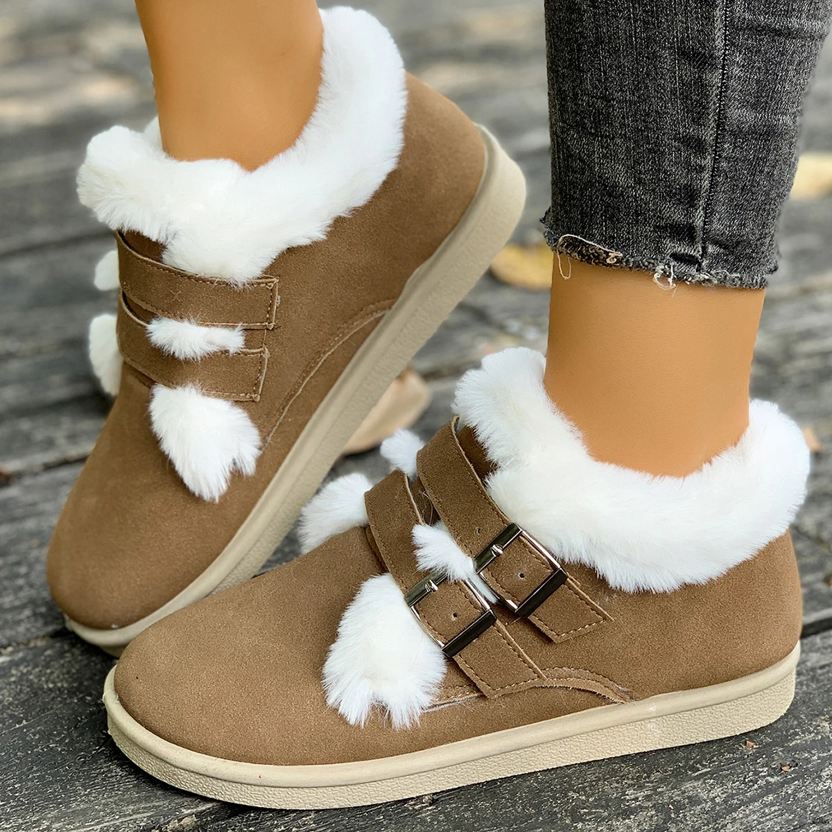 

Winter Warm New Women Slip on Comfortable Ankle Boots Outdoor Fur Snow Boots Anti-slip Plush Designer Shoes Zapatos De Mujer