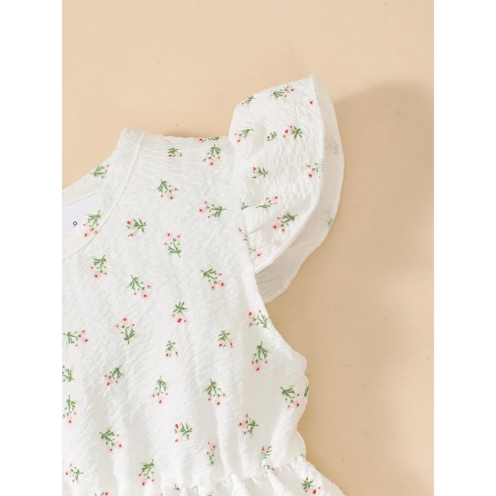 0-18 Months Newborn Baby Girl Bodysuits Small Floral Sleeveless Jumpsuits Summer Lightweight&Breathable Pastoral Style Clothing