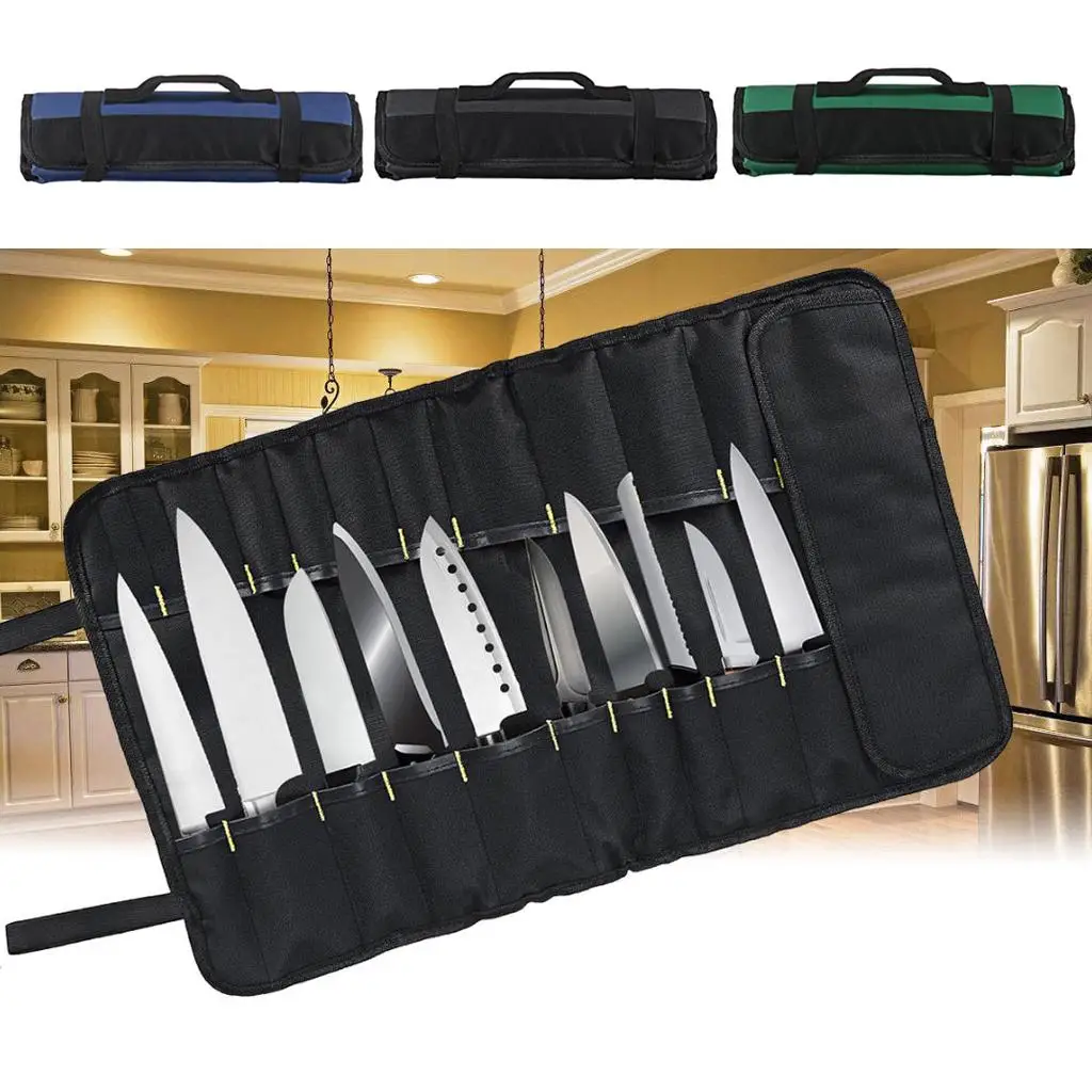 

Canvas Cutter Storage Case Chef Roll Up Bag Knife Organizer Pouch for Kitchen Tools Culinary School Chefs Camping BBQ