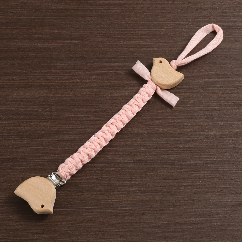 New Bird Shape Woodrn Clips catena per ciuccio per bambini tessuto intrecciato supporto per capezzolo fittizio protezione ciondolo per massaggiagengive roba regalo per neonati