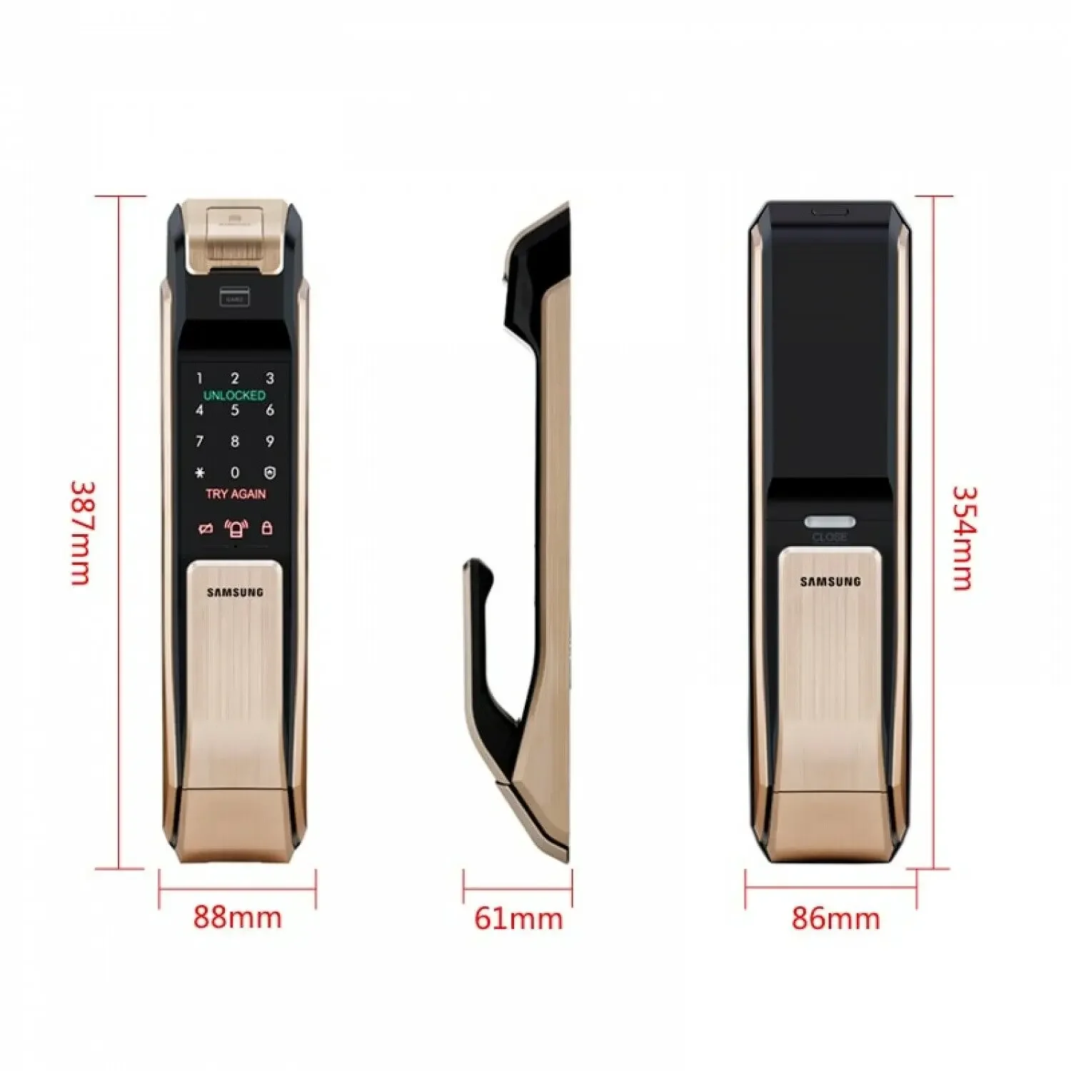 Imagem -03 - Samsung-fingerprint Digital Door Lock para Home Security Empurrar e Puxar a Porta Madeira Senha Lock Shs-p718 Home Security