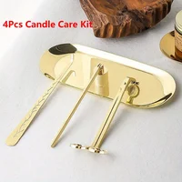 4pcs/set Luxury Candle Care Kit Stainless Steel Wick Trimmer Scissors Extinguisher Hooks DIY Candles Tool Candle Accessories Set 5