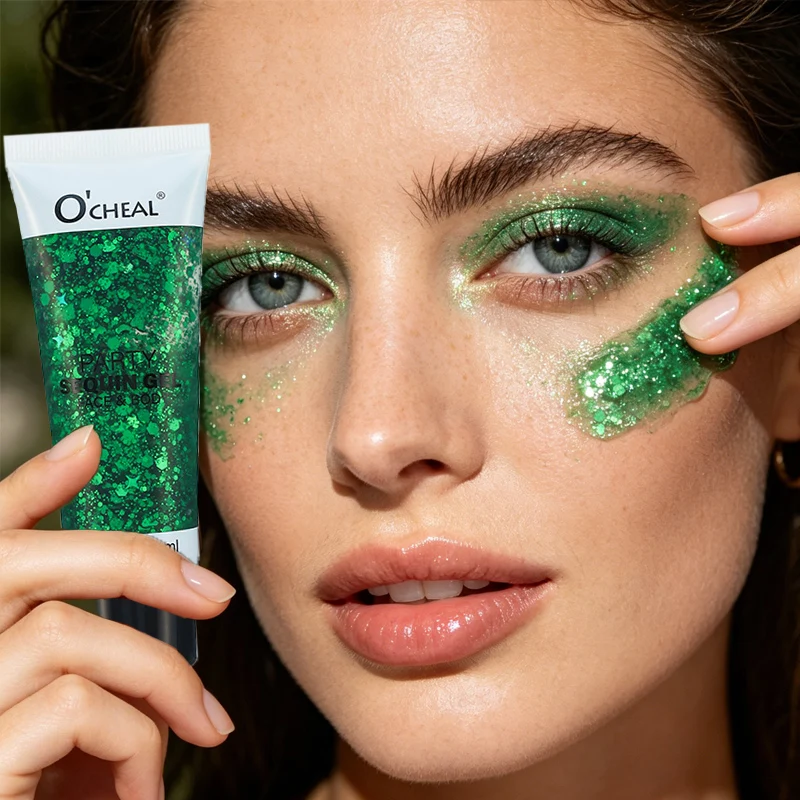 Party Sequin Gel, Waterproof and Sweat Proof, Durable and Shiny, Creates an Amazing Makeup, Suitable for Costume Parties