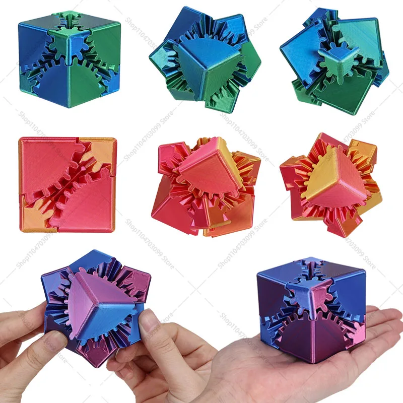 

3D печатный куб шестерни, игрушка-непоседа на палец, универсальный гироскоп на кончиках пальцев, гравитационное вращение, облегчение тревоги, декомпрессия