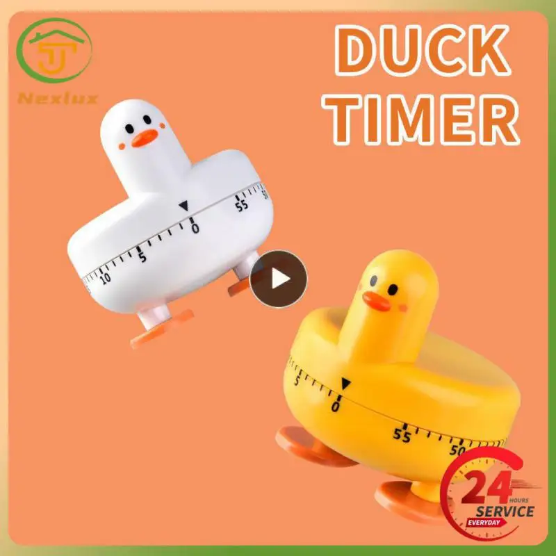 Cute Duckling Kitchen Timer Cooking Rotating Mechanical Timer Count Up Countdown Clock Baking Timing Reminder Kitchen Gadget