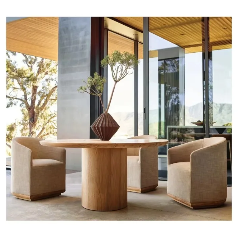 Garden Luxury, Furnished 4 Chairs Round Table Solid Teak Outdoor Dining Set