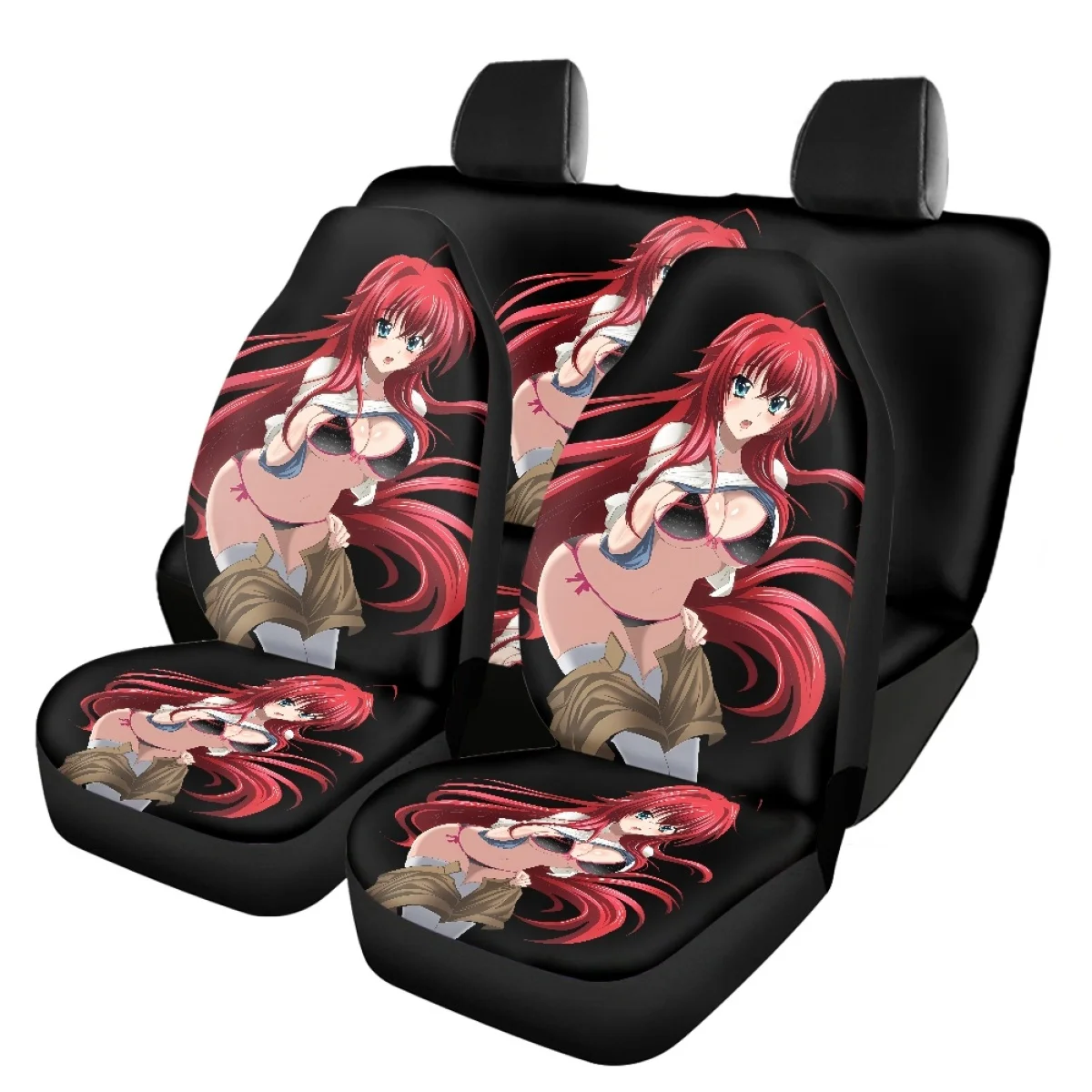 Hot Sexy Anime Beauty Pattern Car Front Back Seat Cover Set Brand Easy Install Washable Interior Spare Parts for Women Men Kids