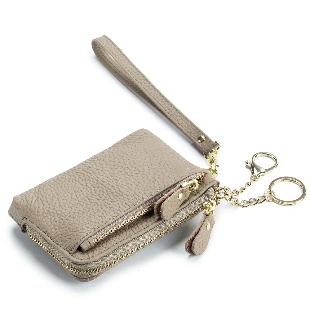Women Coin Purse Full Grain Cowhide Genuine Leather Large Capacity Removable Wristband Change Purse 2022 Versatile Handy Wallet