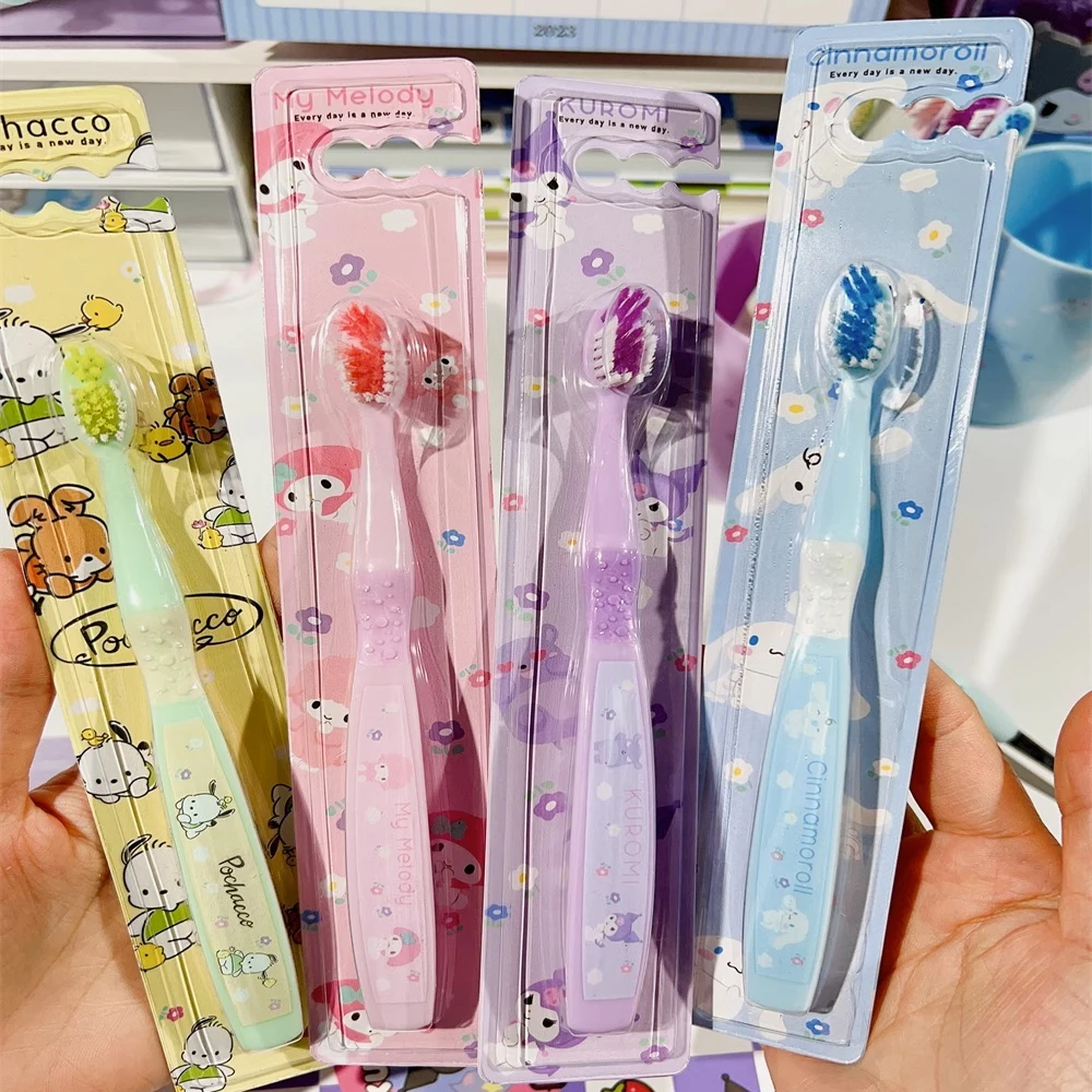 MINISO Sanrio szczoteczka do zębów Cute Cartoon Hello Kitty Cinnamoroll kolorowa szczoteczka do zębów dla uczniów czysta jamy ustnej powrót dla dzieci prezent szkolny