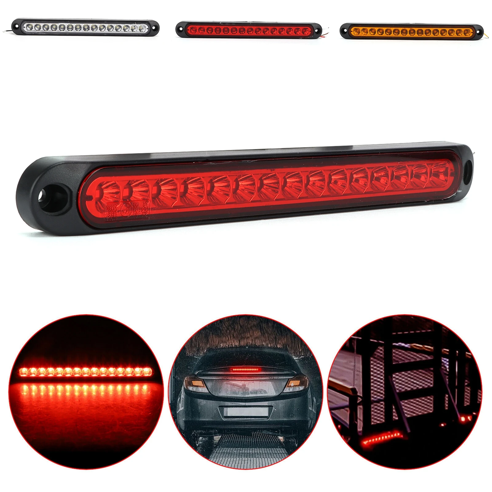 Brake Light Bar 10V‑30V 15LED Brake Turn Rear Light IP67 Waterproof for Trucks Semi Cargo Boat Trailers Strip Tail Light