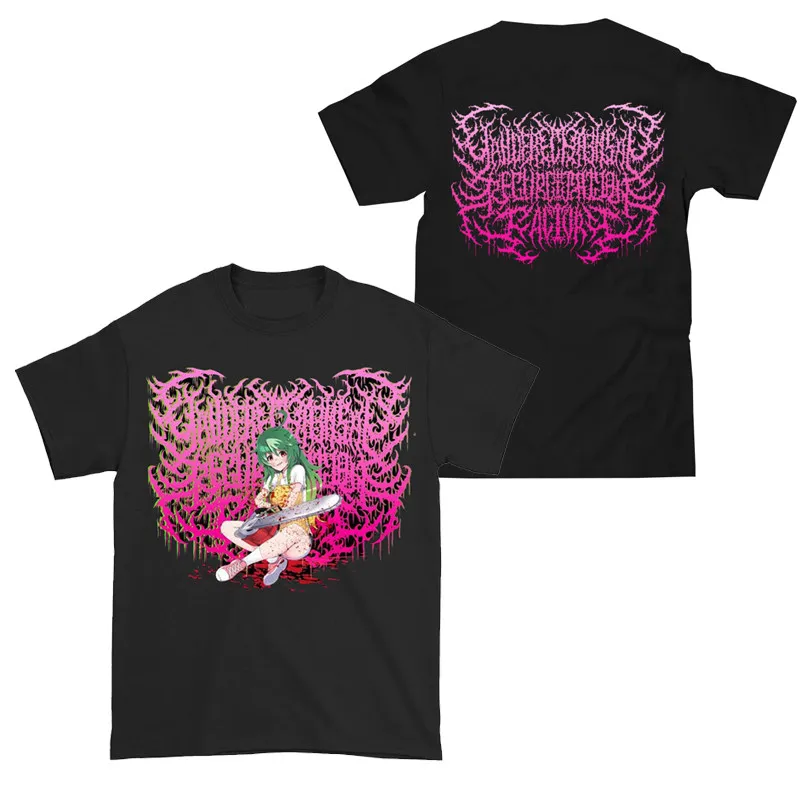 Camiseta de Lujo Yandere Chainsaw Factory Saw Sauce Black Gold Dark Rock Animation Anime para Hombre y Mujer
