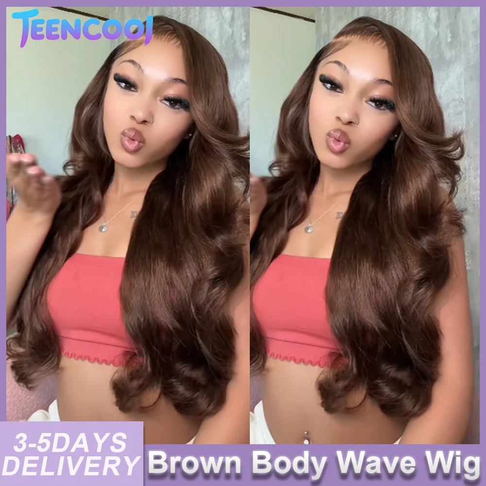 

Шоколадно-коричневый парик из натуральных волос 13x4 HD Lace Front, волнистый, 30 дюймов, плотность 200%, бразильские окрашенные парики из натуральных волос