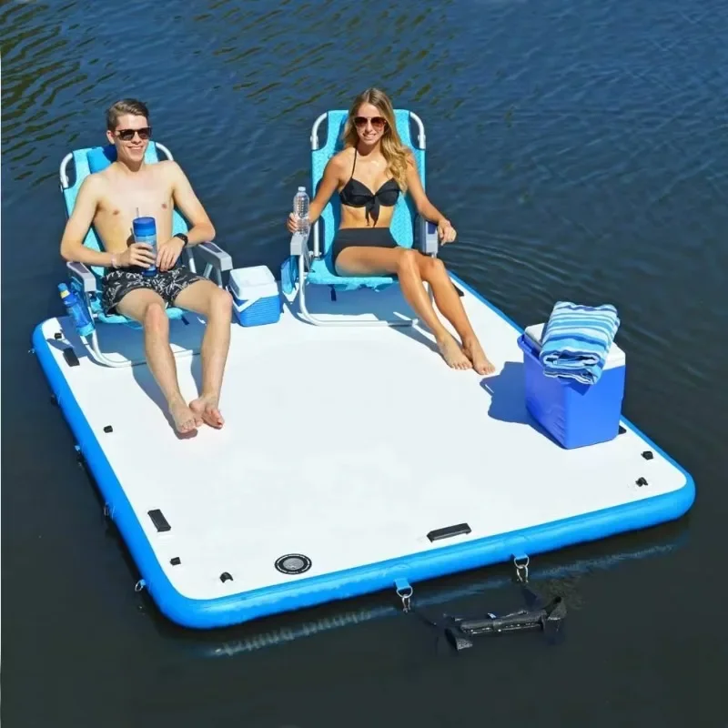 Drop Stitch Inflatable Floating Platform Stable Durable Dock For Open Water Leisure Use