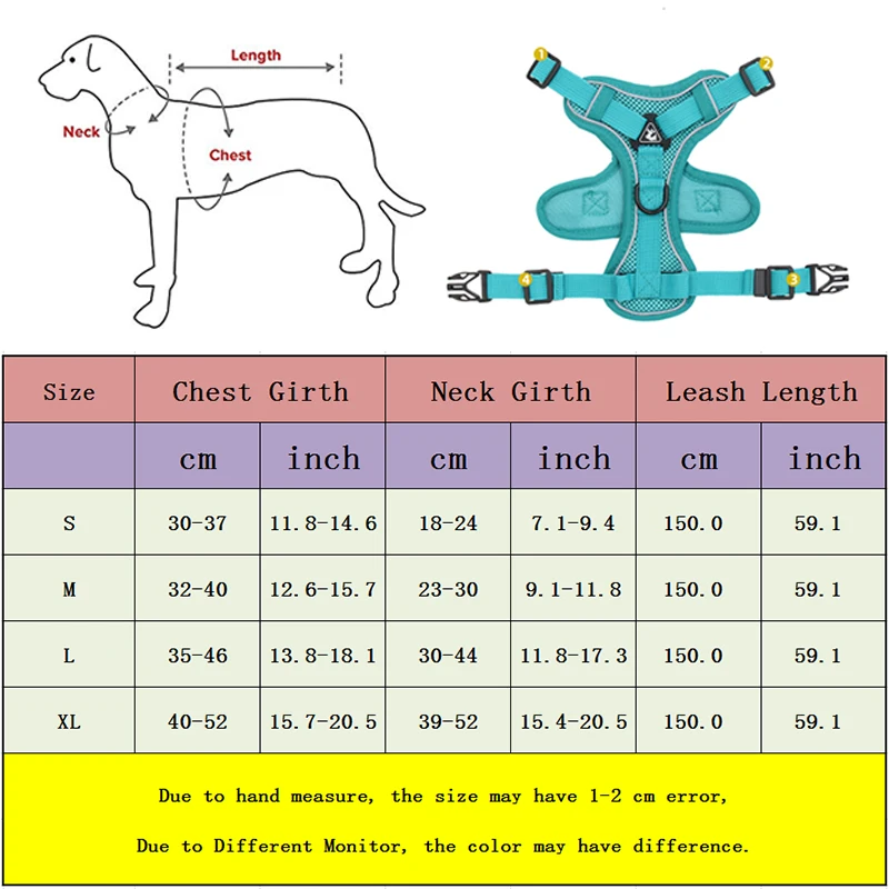 Adjustable Reflective Dog Harness & Leash Set 2