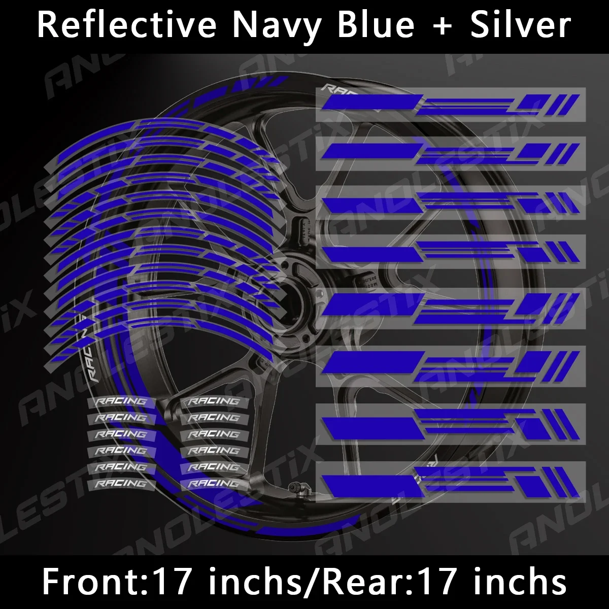 Reflektierende Motorrad-Radaufkleber, Nabenaufkleber, Felgenstreifen, 43,2 cm, für Yamaha, Honda, Kawasaki, Suzuki, BMW, KTM, Husqvarna, Triumph