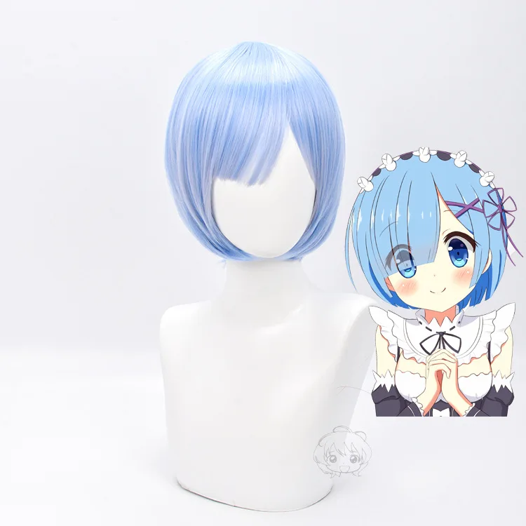 

Re:ZERO-Starting Life in Another World Cosplay Wigs For Rem Blue Short Hair Women Halloween Party Role Play Costume Accessories