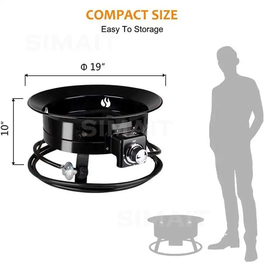 Outdoor Portable 58000 BTU Propane Fire Pit | Camping Gas Firebowl with Lava Rocks & Carry Kit for Patio RV