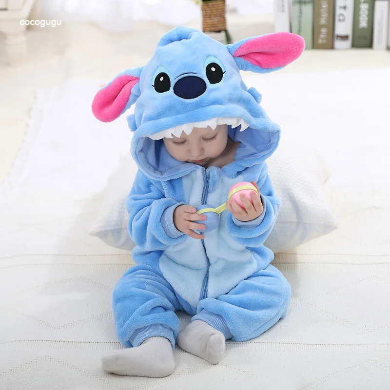 

Blue Anime Baby Romper Boy Girl Pajama Newborn Bebe Clothes Cute Bodysuits Flannel Warm One-piece Winter Halloween Outfit