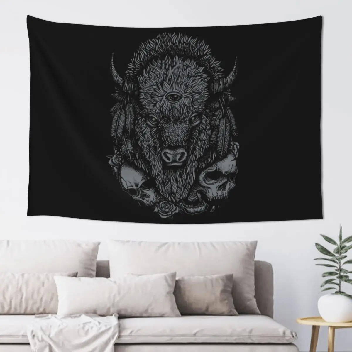 

Dark Bison Tapestry Funny Room Design Korean Room Decor Tapestry