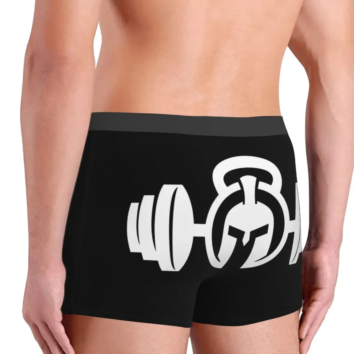 Aangepaste mannelijke coole spartan gym logo mannen ondergoed bodybuilding fitness spier boxershorts stretch shorts slipje onderbroek